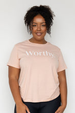 Load image into Gallery viewer, Worthy Full Length Tee - Empowerment Pink
