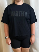 Load image into Gallery viewer, WRTHY Black on Black Tee
